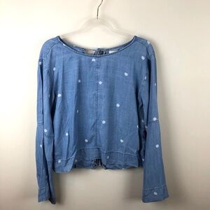 Cloth & Stone Chambray Polka Dot Top Tie Back XS